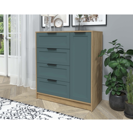 Тумба Тренд КТ-Т90 (Дуб золотой ЛДСП/ Верде ЛМДФ) Ш900 В1020 Г451